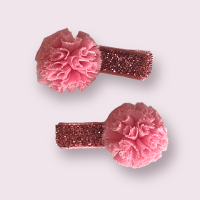 Mini Tulle Pom Pom Dog Hair Barrettes